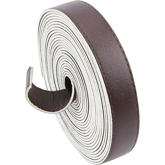 5.5 Yards Long Double Sided Leather Strips 0.79" Wide Imitation Leather Strap 0.08" Thick Flat Leather Cord Hand-Stitched Edge PU Threads Strings