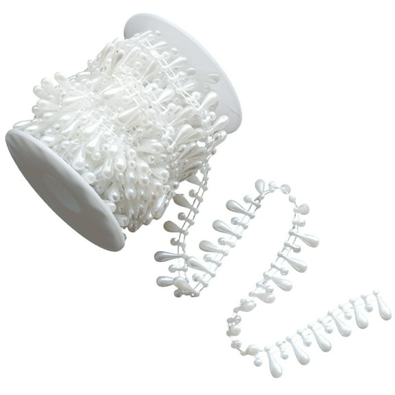 5.5 Yard Pearl Bead Tassel Trim - White Water Droplet Design, Rhinestone Tassel Trim for DIY Crafts/Clothing Decoration, Sparkling for Bridal Embellishments & Christmas & Wedding Venue Decor