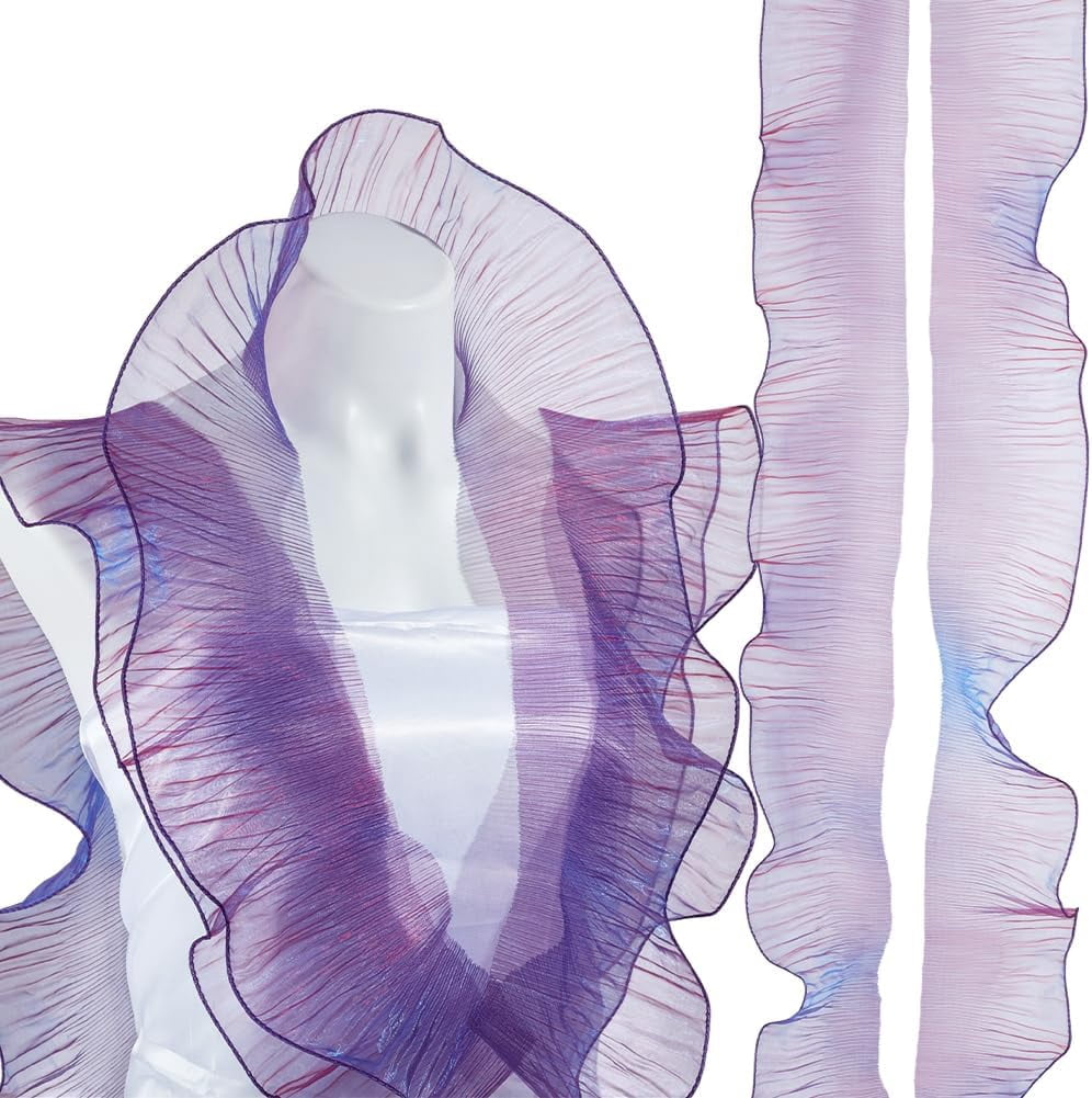 Historial Ruffle Trim 5.5 Yards Ruffle Pleated Chiffon Trim Iridescent Ruffle Ribbon Purple ...