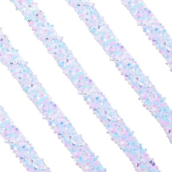 5.5 Yards Self Adhesive Glitter Ribbon Rhinestone Fabric Ribbon with Spool 1.2cm Sparkly Flat Resin Star Round Dot Clear Trim Sticker Roll for Clothes Belt Costume Dress Crafts Decor