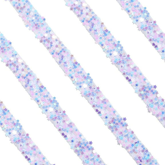 5.5 Yards Sequin Adhesive Ribbon Star Sequin Ribbon 1.2cm Bling Medium Purple Rhinestone Wrap Sticker Diamond Strips Roll
