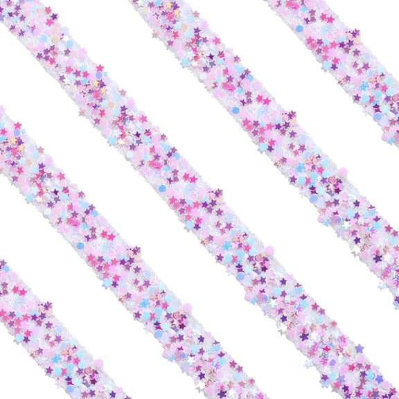 5.5 Yards Sequin Adhesive Trim Sparkly Rhinestone Ribbon with Spool 1.2cm Flat Star Round Resin Bling Roll Strip Tape Accessories