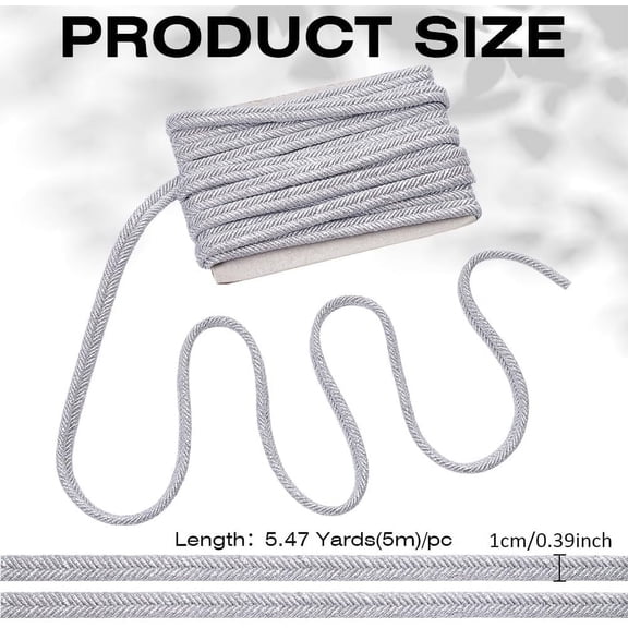 5.5 Yards Sliver Gimp Braid Trim Metallic Edge Trim 0.4inch Polyester Decorative Woven Braid Trim Handcraft Lace Ribbon for Gift Jewelry Making Costume DIY Crafts Decoration