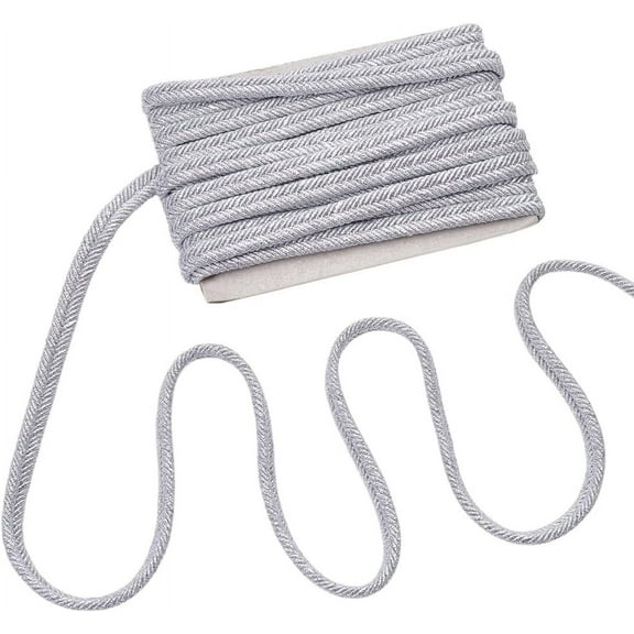 5.5 Yards Sliver Gimp Braid Trim Metallic Edge Trim 0.4inch Polyester Decorative Woven Braid Trim Handcraft Lace Ribbon for Gift Jewelry Making Costume DIY Crafts Decoration Silver 1pc