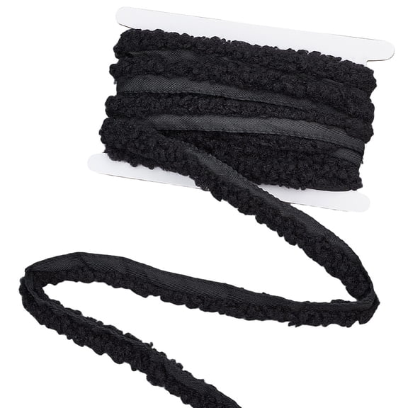 5.5 Yards Wool Fur Strips Furry Fuzzy Shaggy Precut Ribbon 1 Inch Wide Black Winter Christmas Xmas Tree Garland Ornament Fabric TrimDIY