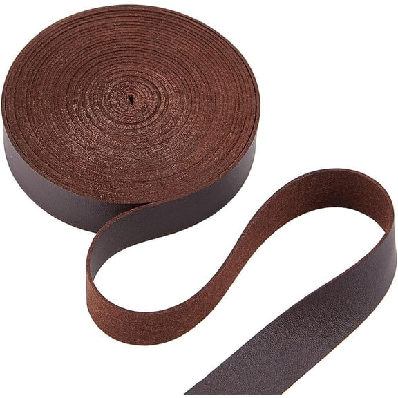 5.5 Yards x 0.75" Wide Leather Strap for Crafting Flat Leather Cord Strings 0.06" Thick Lychee Grain Imitation Strips Threads Ropes for DIY Craft Pet Collars Belt Jewelry Coconut Brown for DIY