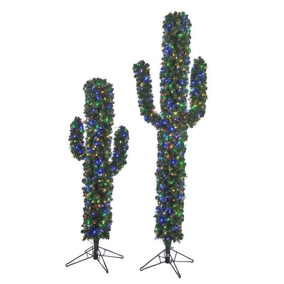 5.5 ft. PVC Holiday Cactus Trees, Green