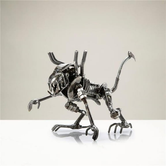 5.5 in. Alien Crouched Inspired Recycled Metal Sculpture