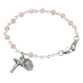thumbnail image 1 of 5.5 in. Crystal Baby Bracelet with Sterling Silver Crucifix - Pink, 1 of 1