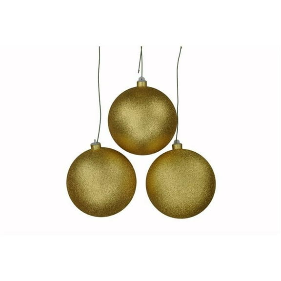 5.5 in. Glitter Ball Ornament with Wire, Gold - Pack of 3