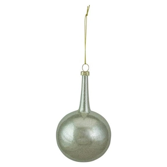 5.5 in. Glitter Teardrop Ball Glass Christmas Ornament, Silver