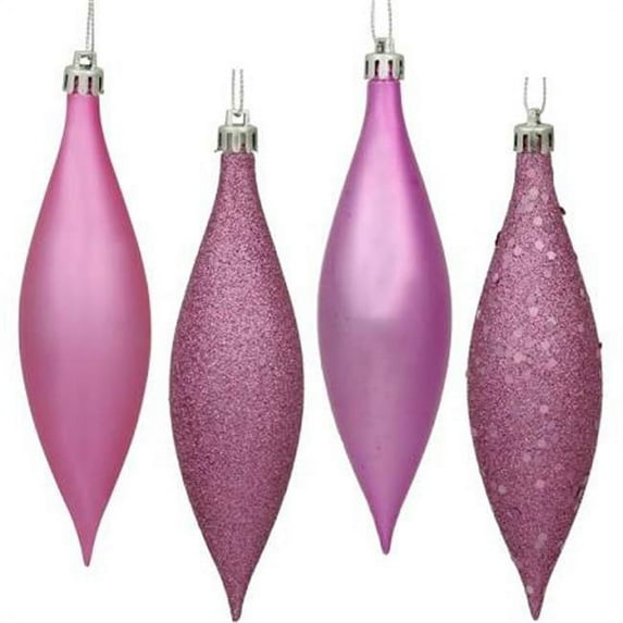 5.5 in. Pink Drop 4 Finish Assorted Color Christmas Ornament - 8 per Box