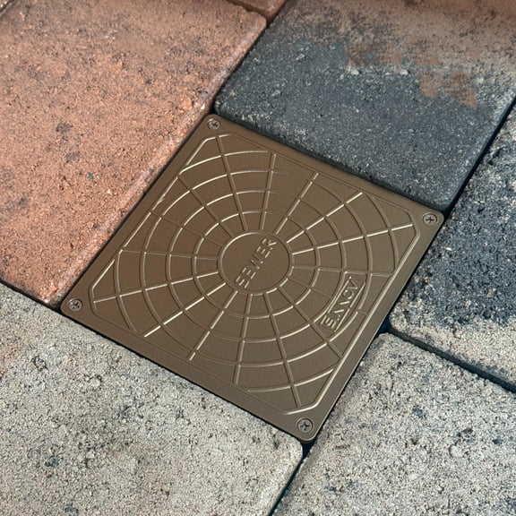 5.5 in. Premium Bronze Heavy Duty Square Paver Cleanout Grate for septic and sewage Cleanout - Cover Made in the USA