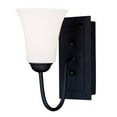 thumbnail image 1 of 5.5 inch 1 Light Black Wall Sconce with White Glass Shade, 1 of 6