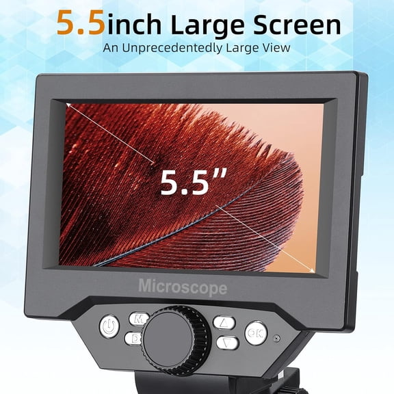 5.5 inch LCD Digital Microscope 8MP 1-1000X Magnification with 8 LED Lights Rechargeable Battery for PCB Repair and Inspection