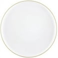 thumbnail image 1 of 5.5 inch White Plastic Dessert Plates with Gold Rim – Disposable, Elegant, Versatile Plates, Everyday Use, Parties, Desserts, Special Occasions – BPA-Free, Easy to Clean, Stylish Tableware (110), 1 of 3