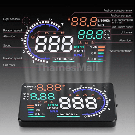 5.5 inch large Multi Color Car HUD A8 auto car OBD2 head-up display Overspeed Alarm digital speedometer car obd hud