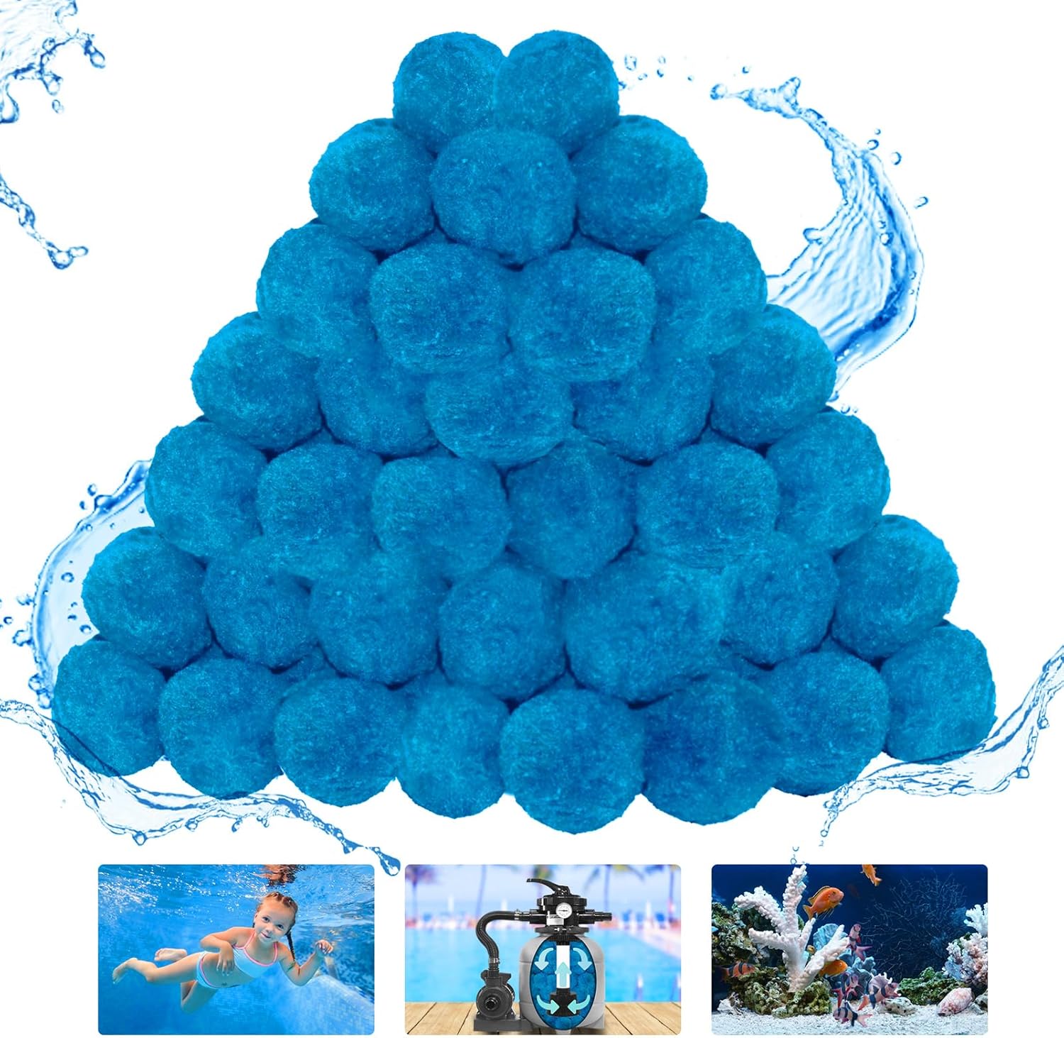 LYQC Pool Filter Balls - 1.5 Lbs Eco-Friendly Fiber Media For Sand Filters (Replaces 50 Lbs Sand)