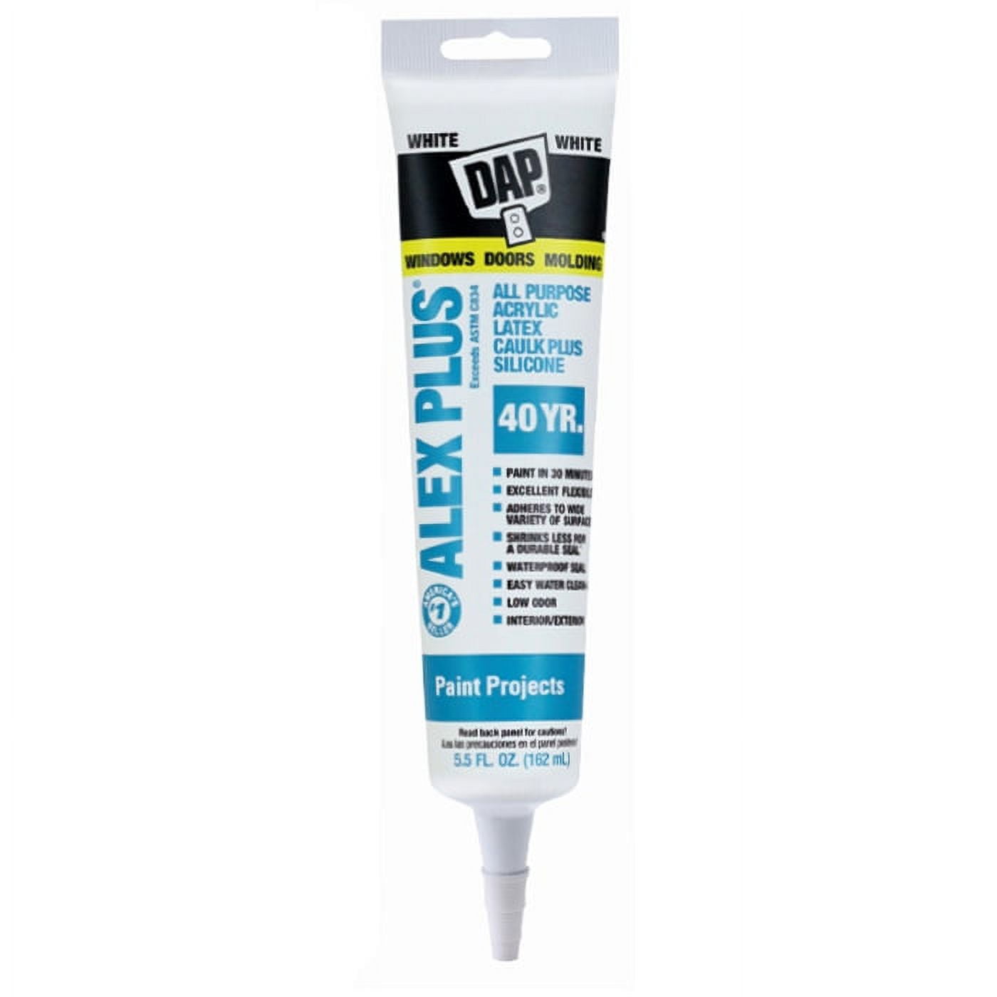 5.5 oz Dap 18128 White Alex Plus All Purpose Acrylic Latex Caulk Plus