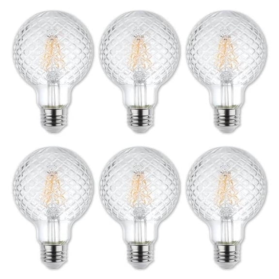5.5 watt & 40 watt Equivalent Clear Cut Glass G25 Dimmable Filament LED Light Bulb with Medium Base - Pack of 6