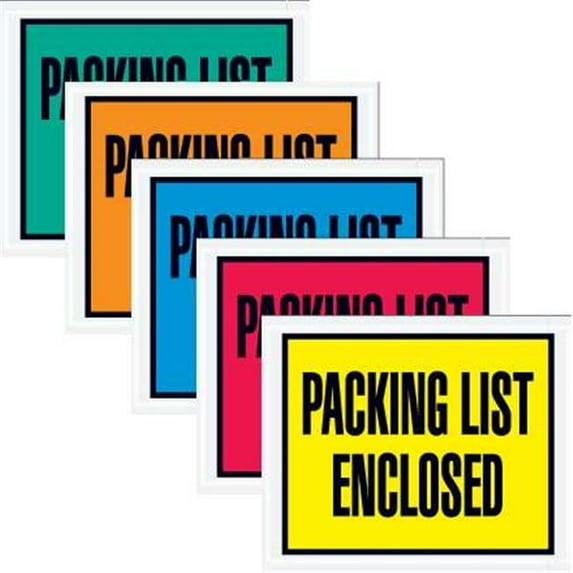 5 .5 x 10 in. 2 Mil Poly Orange Packing List Enclosed Envelopes - Orange