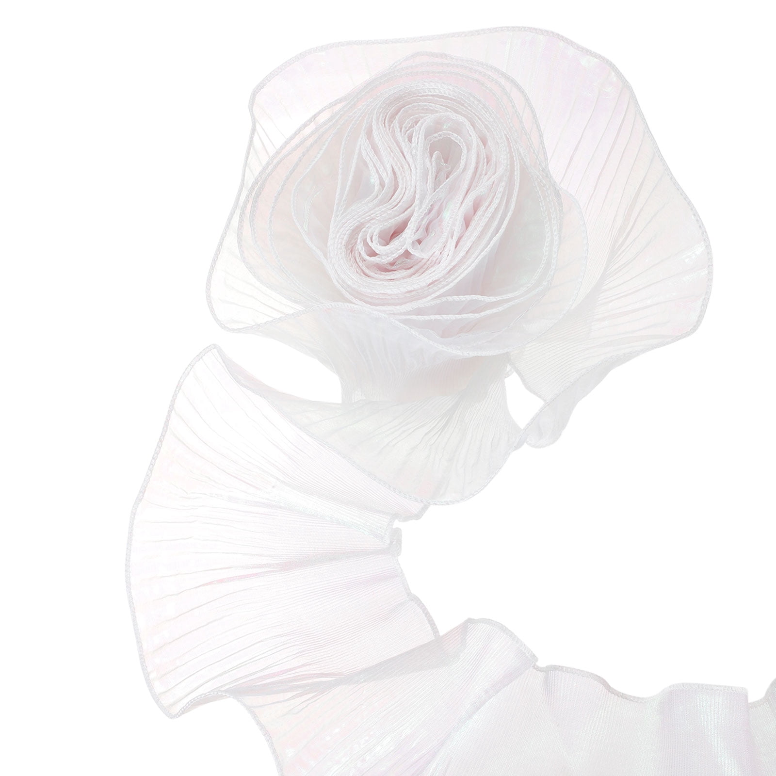 5.5" x 11 Yards Ruffle Pleated Organza Trim Iridescent Pleated Lace Trim Ribbon for DIY Craft Dress Clothing Wedding Gift Home Decoration, White