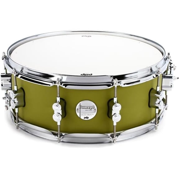 5.5 x 14 in. Concept Maple Snare Drum Set, Satin Olive & Chrome Hardware