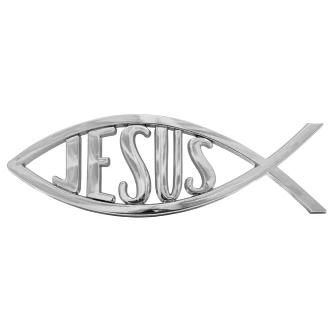 5.5 x 2 in. Auto Jesus & Fish Decal, Silver - Pack of 6
