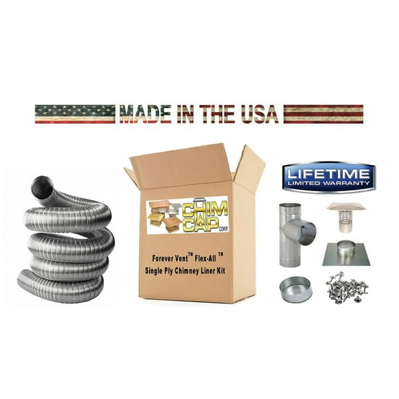 5.5" x 25 ft FLEX-ALL tm Single Ply Chimney Stainless Steel Liner Kit