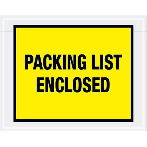 5.5 x 7 in. Full Face Envelopes - Packing List Enclosed - Yellow - 1000 per Case