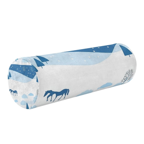 5.5"x17" Cylinder Pillow for Comfort Core Neck & Cervical Pillows Perfect for Neck, Back, Leg Support Blue and White Winter Landscape