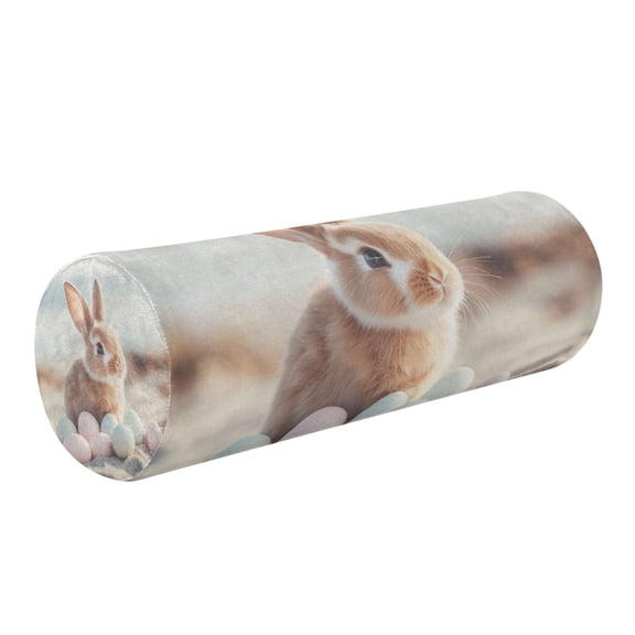 5.5"x17" Cylinder Pillow for Comfort Core Neck & Cervical Pillows Perfect for Neck, Back, Leg Support Easter Bunny with Eggs