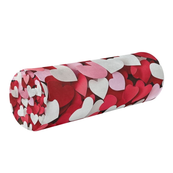5.5"x17" Cylinder Pillow for Comfort Core Neck & Cervical Pillows Perfect for Neck, Back, Leg Support White and Red Loving