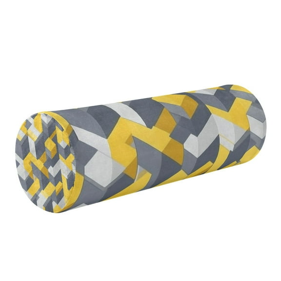 5.5"x17" Cylinder Pillow for Comfort Core Neck & Cervical Pillows Perfect for Neck, Back, Leg Support Yellow and Grey Cubes
