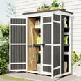 thumbnail image 1 of 5.5'x4.1' Wooden Outdoor Storage Shed - Waterproof Asphalt Roof with Lockable Doors & Adjustable Shelves, Garden Tool Organizer, Gray/White, 1 of 8