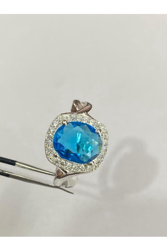 5.50 Carat Natural Aquamarine Silver Plated Ring| Minimalist March Birthstone Gift for Her Halloween Gift