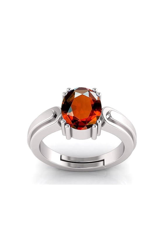5.50 Carat Natural Gomed/Hessonite Gemstone Panchdhatu Silver Plated Adjustable Ring for Men and Women