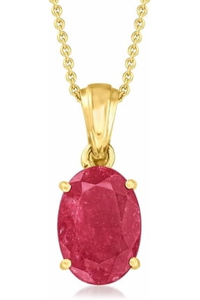 5.50 Carat Ruby Pendant Necklace in 18kt Gold Over Sterling. 18 inches