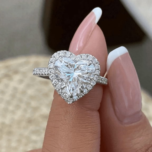 5.50 Ct Heart Cut Beautiful Halo IGI Certified Lab Grown Diamond Wedding Ring for Ladies Solid 950 Platinum Size 7 by Diamond-Capitals