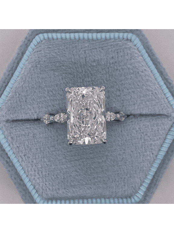 5.50 Ct Luxurious Radiant Cut Solitaire with Accents IGI Certified Lab Grown Diamond Bridal Ring for Women in 10k White Gold Size 8 by Diamond-Capitals