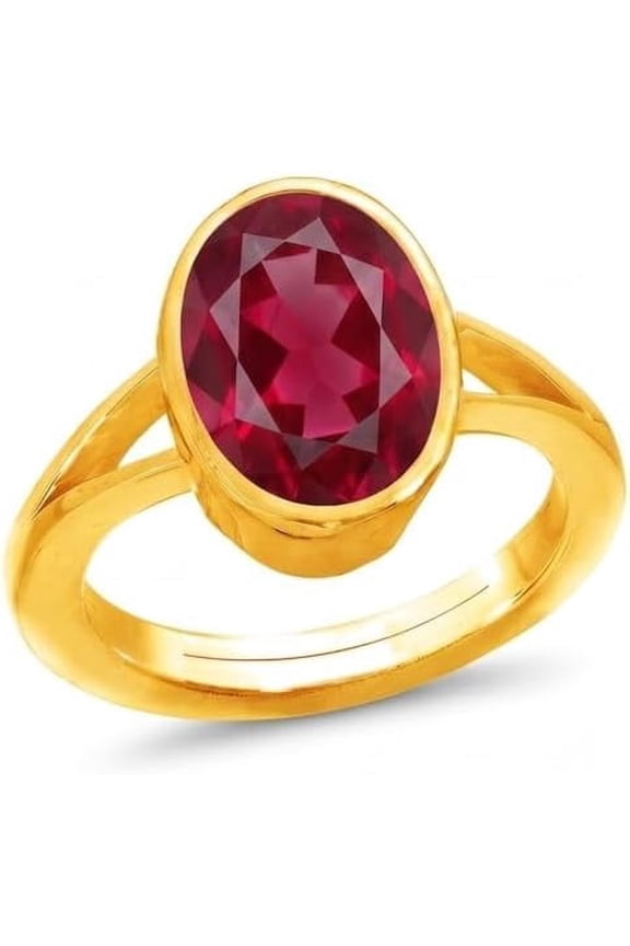 5.50 Ct Natural Ruby (Manik) Gemstone Adjustable Ring for Men And Women Panchdhatu Gold Plated Birthstone Jewelry