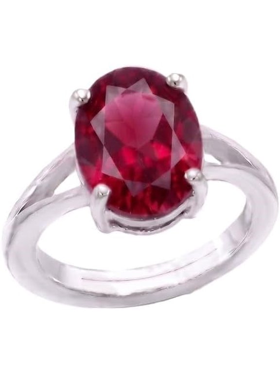 5.50 Ct Natural Ruby (Manik) Gemstone Adjustable Ring for Men And Women Panchdhatu Silver Plated Birthstone Jewelry
