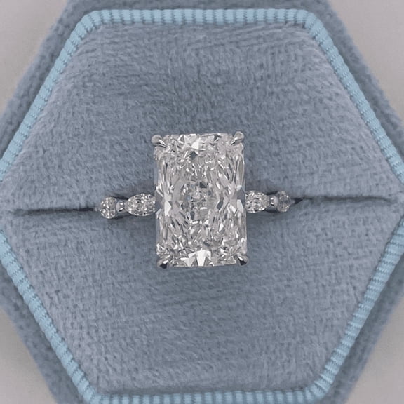 5.50 Ct Radiant Cut Beautiful Solitaire with Accents IGI Certified Lab Grown Diamond Wedding Ring for Ladies Solid 10k White Gold Size 7 by Diamond-Capitals