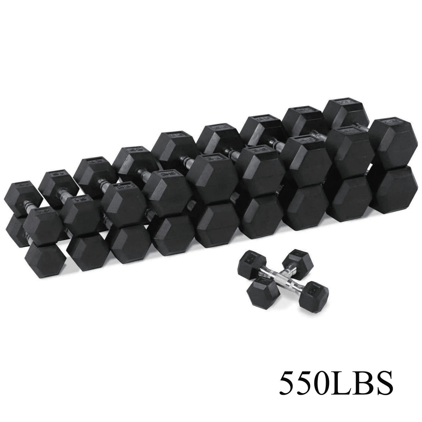 5–50 lbs Dumbbells Weight Set (10 Pairs), 550 lbs Hex Dumbbell Sets, Gyms Weights Dumbbells Sets, Weight Set for Home Gym, Strength Training