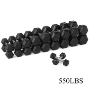 5 50 lbs Dumbbells Weight Set 10 Pairs, 550 lbs Hex Dumbbell Sets, Gyms Weights Dumbbells Sets, Weight Set for Home Gym, Strength Training