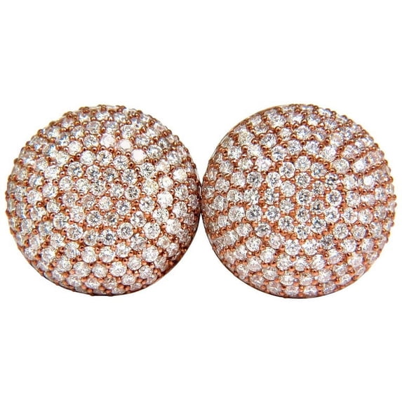 5.50CT DIAMONDS CLUSTER DOMED BEAD SET BUTTON PUFFED CLIP EARRINGS G/VS
