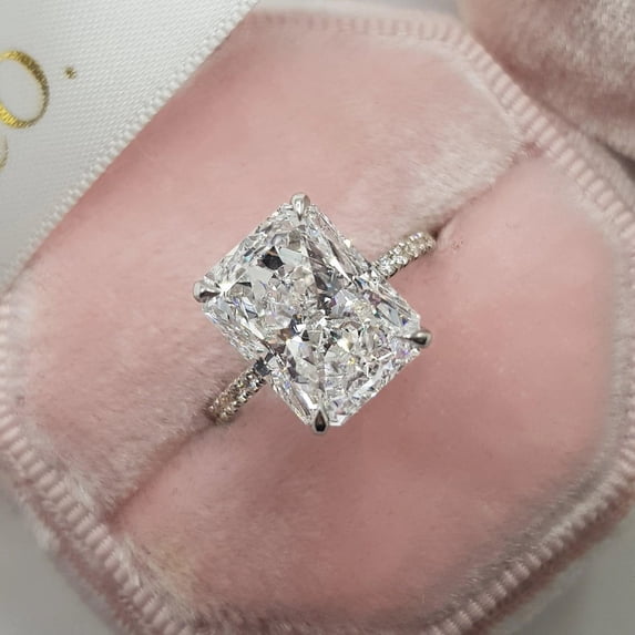 5.50Ct Radiant Cut Lab Created Diamond Engagement Ring 14K White Gold Plated