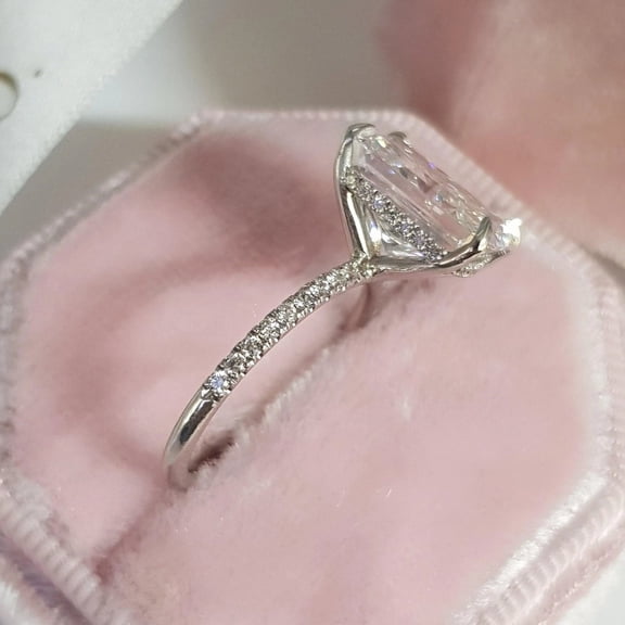 5.50Ct Radiant Cut Real Moissanite Diamond Engagement Ring 14K White Gold Plated