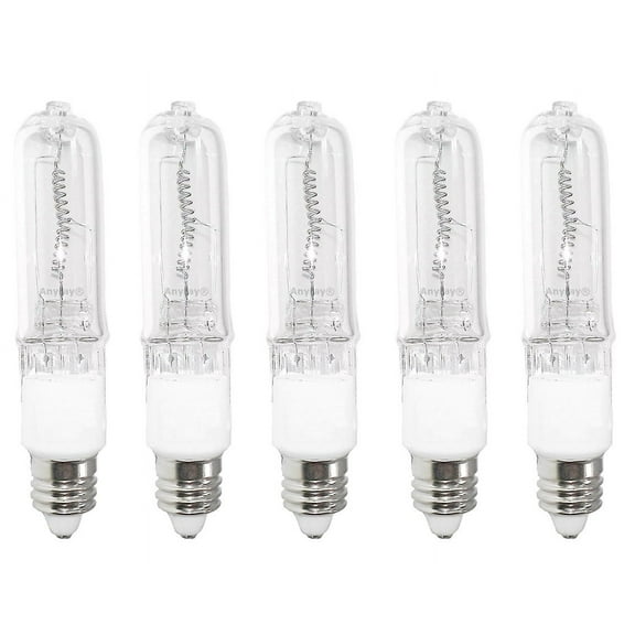 (5) 50w 50-watt jd e11 t4 mini-candelabra halogen light bulb, clear, dimmable anyray brand