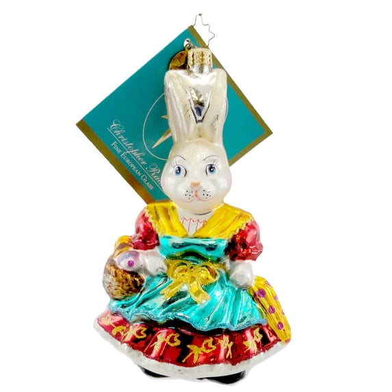 5.50In Mrs Bunny Basket, Glass, Ornament Rabbit Basket Eggs 1011811